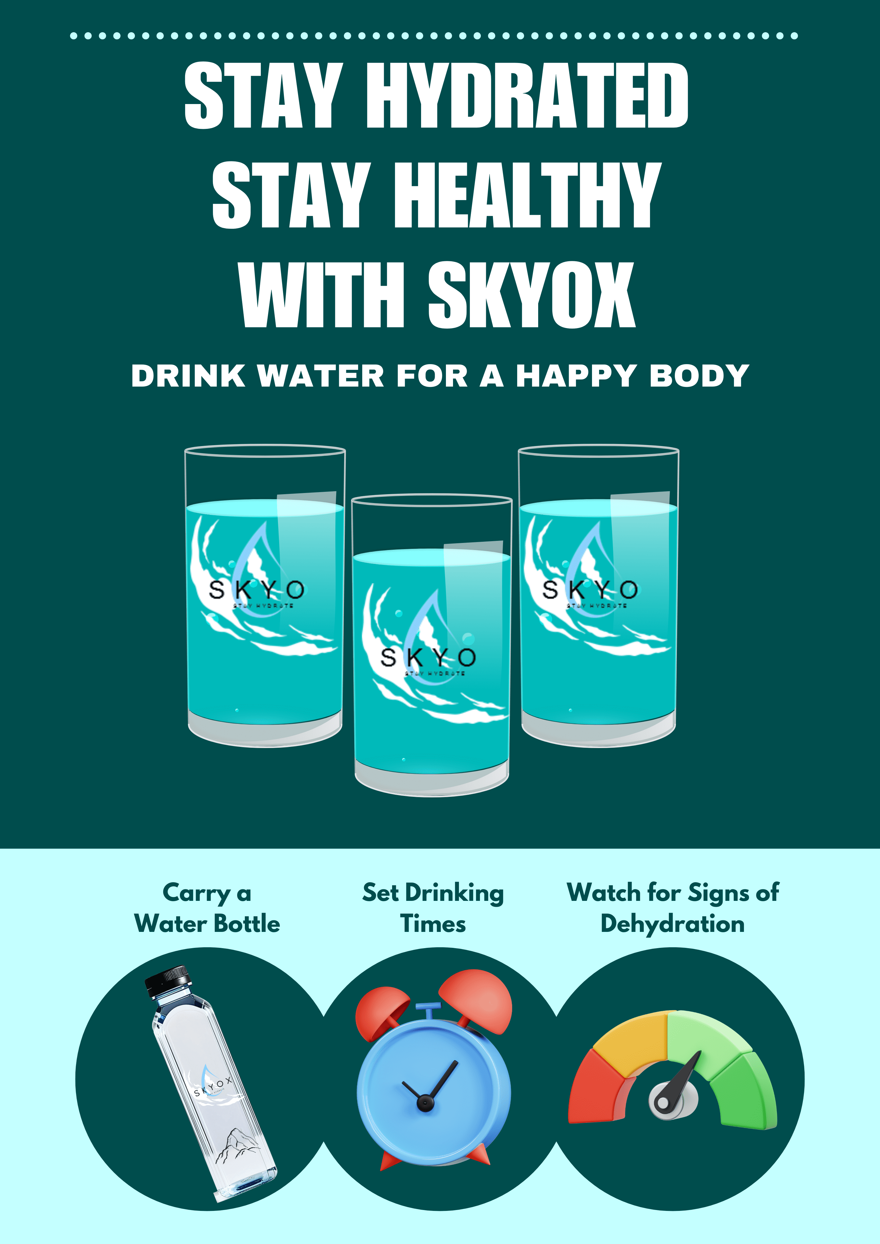 Blue and White Illustrative Stay Hydrated Stay Healthy Poster